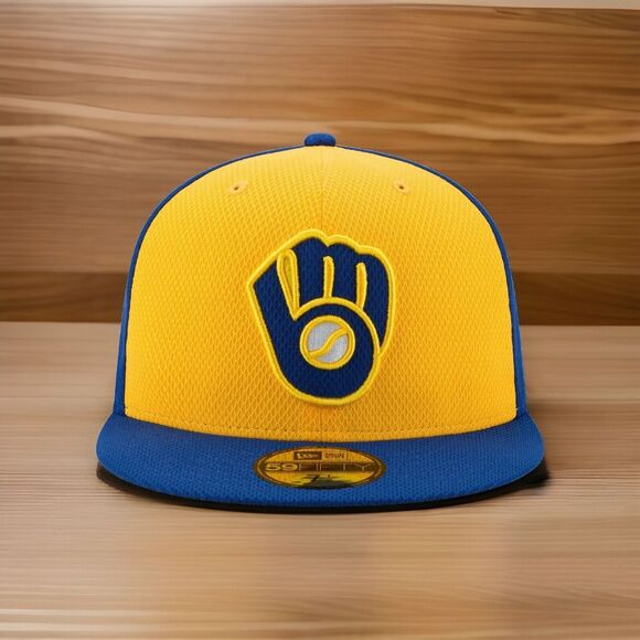 New Era MLB Diamond Era 59Fifty Fitted Cap Milwaukee Brewers Mens Size 7 3/4 - Picture 1 of 6